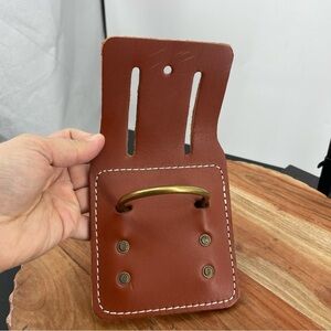 CLC Custom Leathercraft Heavy Duty Belt Loop Hammer Holder brown leather brass